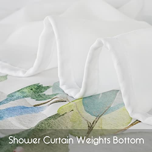 Boho Floral Shower Curtain For Bathroom, Spring Bohemian Green Eucalyptus Leaf Hummingbird Shower Curtain With Hooks,Nature Polyester Fabric Curtains Machine Washable Waterproof Bath Decor 72" X 72" #TOP6