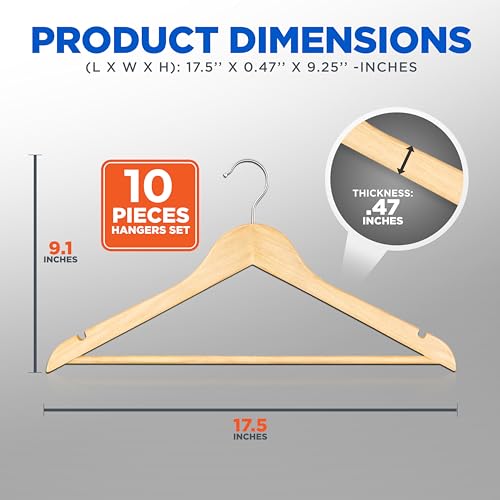 Serenelife SLHWD10 Wooden Hangers 10 Pack thumb #3