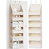 Criusia Over the Door Organizer, 6-Shelf Closet Hanging Storage with 13 Mesh Pockets, 55lbs Capacity Behind the Door Storage for Baby Nursery, Bathroom, Bedroom, and Dorm, Beige