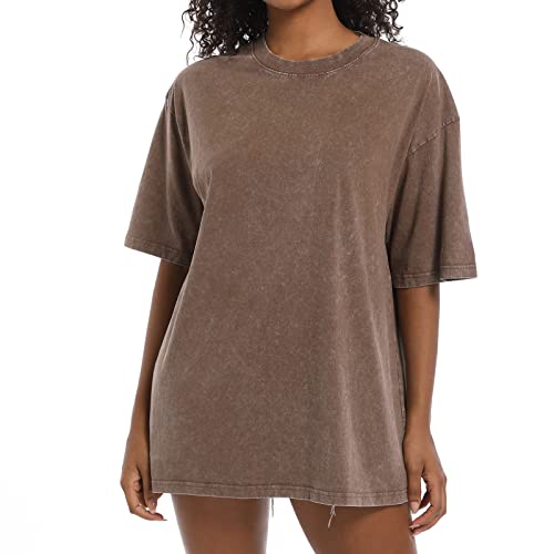 BINTEHGS Oversized Grunge Vintage t Shirts for Women Short Sleeve Cotton Casual Baggy Tees Teens Trendy Crew Neck Loose Tops - Image 3