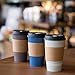 Disposable Coffee Cups With Lids - 16 oz To Go Coffee Cups (80 Set) With Sleeves and Tight Lids Prevent Leaks. Paper Hot Cup Holds Shape With Hot, Cold Drinks. Insulated to Protect Fingers from Heat!