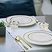 600 Piece Disposable Plastic Gold Dinnerware Set - 200 White and Gold Plates - 300 Silverware - 100 Cups for Party or Wedding up to 100 Guests
