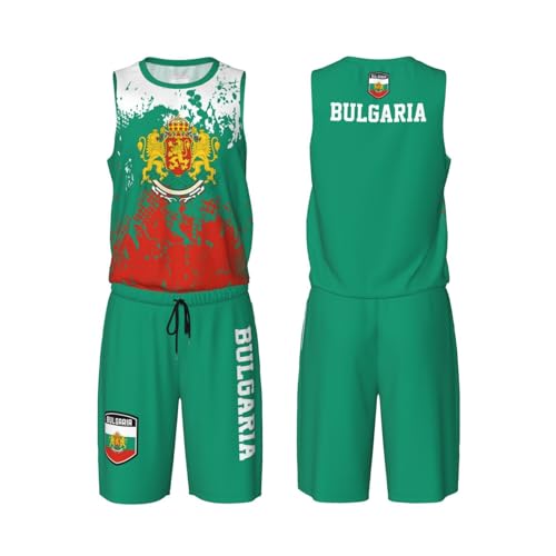 Bulgaria Flag Grain (2) Basketball Jersey Uniform Suit for Men Women Adults Training Athletic Set