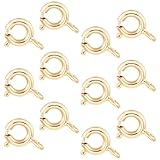Beebeecraft 50 Cierres de Resorte Chapados En Oro Real de 18 Quilates para Collares Cierres de Resorte Redondos de 6mm para Joyería Accesorios Conectores para Pulseras Y Collares