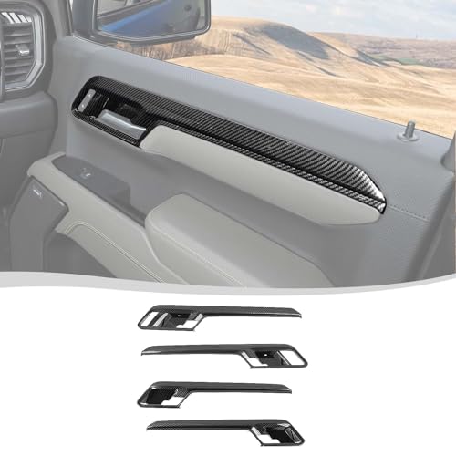 Voodonala for Chevy Silverado 2022-2024 ZR2 Car Door Interior Grab Handle Side Panel Cover Compatible with Chevrolet Silverado 2022 2023 2024 (2Pcs,ABS,Carbon Fiber Black)