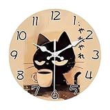 Kuntesetty Orologio da Parete a Forma di Gatto con Funzione caffè, 30 Cm, Decorazione per Ufficio, Casa E Soggiorno.