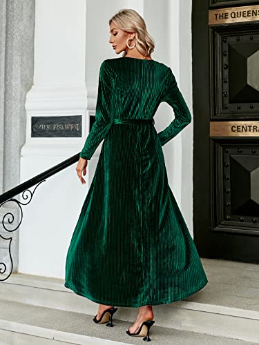 Image of BerryGo Women's Velvet V Neck Wrap Semi Formal Dress Cocktail Party Maxi Dress for Wedding Guest