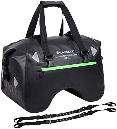 WILD HEART Dry Motorcycle Tail bag 70L With Rope Straps and Inner Pocket Waterproof PVC 500D for Travel,Motorcycle and so on (balck)