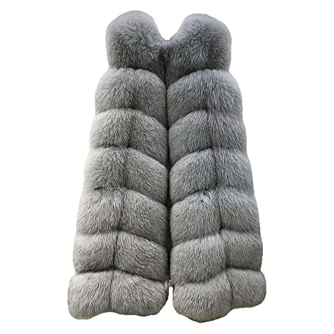 Fashion Winter Women Fur Vest Long Section Thick Russian Faux Fur Vest Fox Fur Vest Big Yards Jacket Coat - gray,XXXL Cover