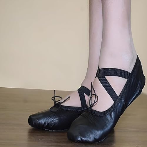 iKelpie Black Ballet Shoes for Girls Leather Ballet Flats Sole Dance Yoga Gymnastics Slippers for Girls Toddlers Men’s Women & Boys - Image 3