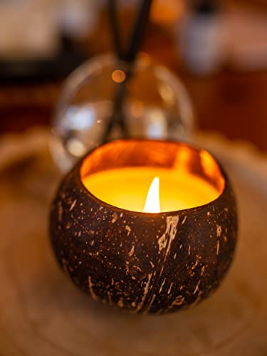Coconut Scented Candle Made With Real Coconut Shell For Summer Nights (Home) -Natural Coconut Shell Candle - Coconut Scent - Tropical Wood Wicked Candle - Summer Night Candle #TOP30