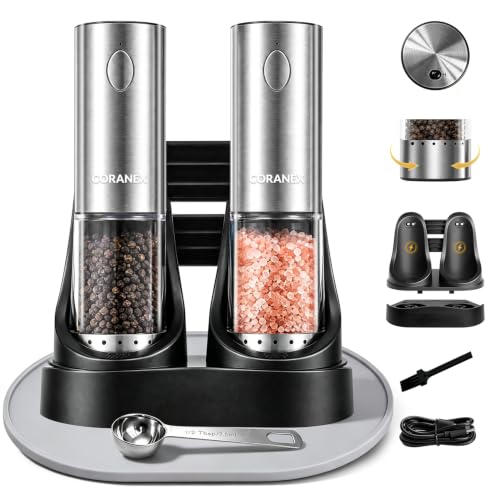 CORANEX Electric Salt and Pepper Grinder Set，6-Level Adjustable Coarseness by Coranex - Used condition - US$61.14