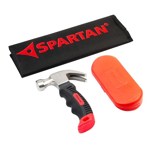 Image of Spartan 5-in-1 Multi-Purpose Screwdriver Kit with Mini Claw Hammer | Forged Carbon Steel Head | Non-Slip Rubber Grip Handle | Stubby Hammer & Screwdriver Set for Woodworking, DIY & Household Repair
