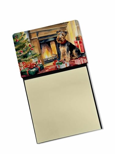 Caroline's Treasures Welsh Terrier Cozy Christmas Sticky Note Holder Refillable Dispenser Self-Sticky Note Pads, Memo Pads Blank Desk Accessories