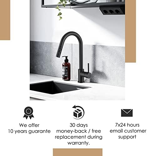 Pull Out Kitchen Sink Mixer Tap High Arc with Dual Spray Mode Single Handle Single Lever Matte Black Finished 10 Year Warranty