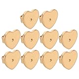 FONDOTIN Soportes para Pendientes en Aleación Dorada 10 Piezas Forma de Corazón, Elevadores para Orejas Caídas, Cierres Seguros para Aretes Pesados, Accesorios para Joyería y