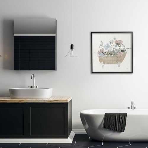 Stupell Industries Rustic Botanicals in Tub Black Framed Giclee Art, design by Janet Tava, 24 x 24 by Stupell Industries - Used condition - Image 2