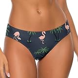 BAIKUTOUAN Pink Flamingo Birds and Palm Trees Womens Sexy T-Back Low Rise Thongs Panties Underwear M