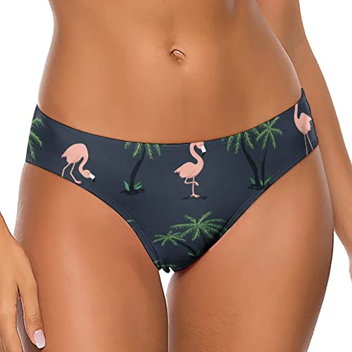 Baikutouan Pink Flamingo Birds And Palm Trees Womens Sexy T-Back Low Rise Thongs Panties Underwear M #TOP7
