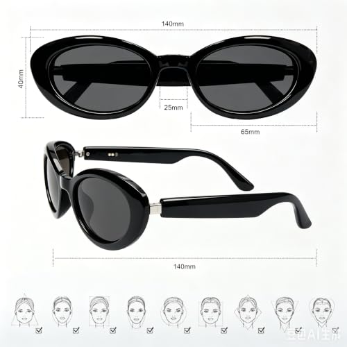 Image of GenXenon Black Cat-Eye Chic Smart Translation Polarized Sunglasses Women