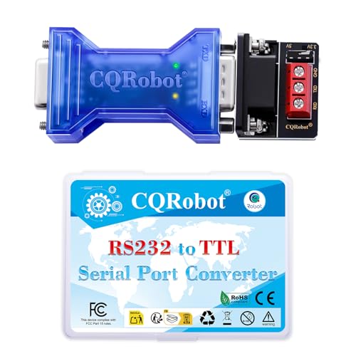 CQRobot 5V/3.3V Passive RS-232 to TTL Serial Port Conversion Adapter with Status Indicator, Asynchronous Full-duplex Fully Transparent Zero Delay, No RTS/DTR Handshake, 15kV ESD protection.