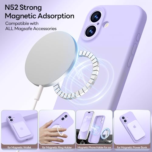 Image of LOVE 3000 Designed for iPhone 17 Case, Premium Silicone [Compatible with Magsafe][Soft Anti-Scratch Microfiber Lining] Shockproof Protective Phone Case for Men Women 6.3 inch, Light Purple