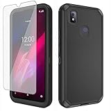 Asuwish Phone Case for T-Mobile Revvl 4 with Tempered Glass Screen Protector and Cell Cover Hybrid Rugged Shockproof Protective Accessories Tmobile Revvl4 T Mobile Revel Revell Four TCL Revll4 Black