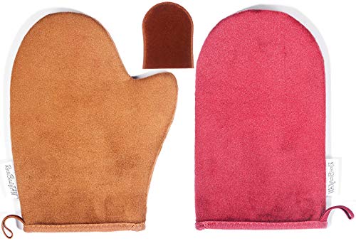 Reneetan 3 Packs Self Tan Mitt Sunless Tan Gloves Applicator Face Mitts for Self Tanner
