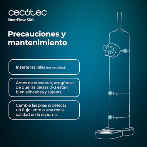 Miniatura 2 de Cecotec Dispensador De Cerveza Portátil Para Latas Y Botellas Beerflow 500. Funciona Con Pilas Aa 1,5v, Control De Espuma, 2 Modos, Fácil De Limpiar Y Almacenar, Diseño Compacto