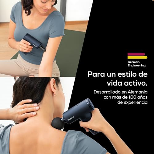Miniatura 4 de Beurer PowerReload pistola de masaje, masaje de puntos gatillo para relajación y regeneración, potente dispositivo de masaje muscular con 5 cabezales, 5 niveles de intensidad,extremadamente silenciosa