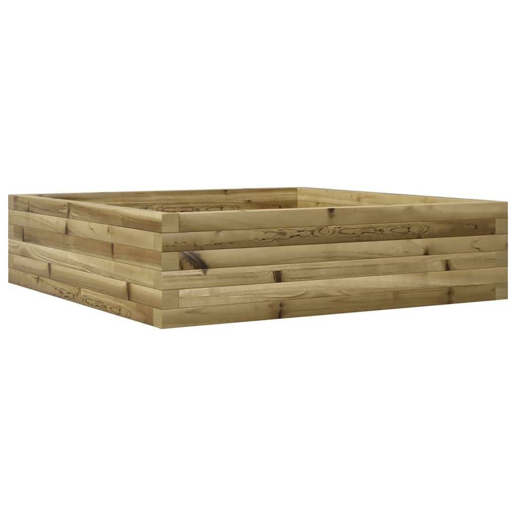 Macetero 90 x 90 x 23 cm madera de pino impregnada, resistente bancal alto para jardín al aire libre, grandes flores y verduras, estable