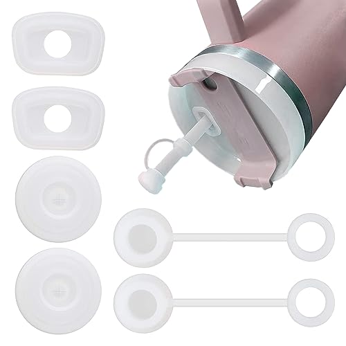 Dmtinta Silicone Spill Proof Stopper For Stanely Straw Cover For Stanley 40Oz 30Oz Tumbler Accessories For Stanley 1.0 Including 2 Straw Cover Caps 2 Square Spill Stoppers 2 Round Leak Stoppers 6Pcs #TOP4