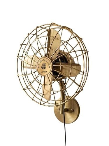 Image of Vintage Nautical 14 Inches Antique Style Brass Wall Fan – Royal Navy London Nautical Industrial Décor for Home and Office