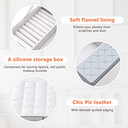 Homde Jewelry Organizer Box For Women Girls With Mirror Drawers 2-Layer White Jewelry Case For Rings, Earrings, Necklaces #TOP4