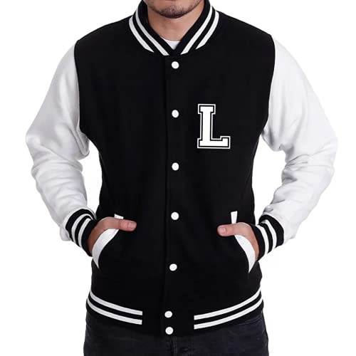 Casaco Masculino Blusa de Frio College Jaqueta Masculina Com Letra L (Preto, P)