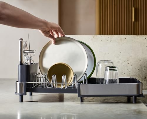 Joseph Joseph Extend Slim Steel Expandable Dish Drying Rack with Removable Cutlery Holder and Swivel Draining Spout, Compact Design, Grey by Joseph Joseph - Image 6