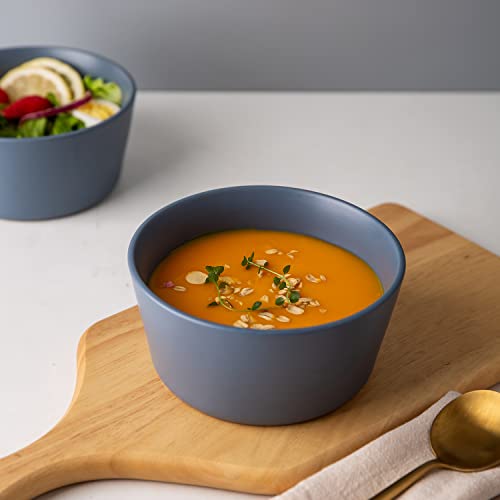 Amorarc Stoneware Cereal Bowls For Kitchen, 26 Ounce Ceramic Soup Bowls Set Of 6 For Oatmeal Snacks Soup Cereal, Chip-Resistant Kitchen Bowls, Matte Airy Blue #TOP3