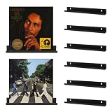 6 Pcs Vinyl Record Wall Mount, 15 inch Metal Wall Shelf Mount, Black, Album Record Holder Display fo