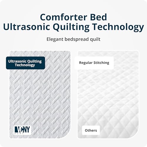 VCNY Home 3-Piece Full/Queen Bedding Set | Bedspread Coverlet & Pillow Shams | Ultra-Soft & Breathable | Wrinkle Resistant | Lightweight for Year Round Comfort | Textured Basketweave, Nina White by VCNY Home - Image 3