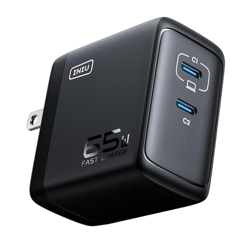 INIU 65W GaN Charger: 2 USB-C PD PPS, Foldable