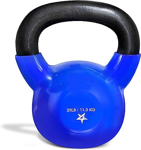 Yes4All 2-20kg Vinyl Coated Cast Iron Kettlebell, Kettle Bell Weight Sets - Blue Kettlebells