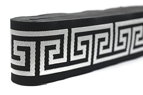 16 Yards Length 2.67 inch Width Black and White Greek Key Ribbon Trim Jacquard Trims for Your Drapes Curtains Drapery Banding Tape Upholstery Fabric 176-V9