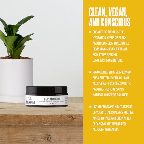 Yelle. Skincare – Awakening Daily Moisturizer – Hydrating Face Cream with Coconut Milk, Honey, Shea Butter & Aloe – For Radiant, Moisturized Skin – 2oz Jar