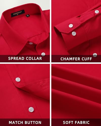 Image of HISDERN Mens Dress Shirt with Tie Pocket Square Set Classic Button Down Shirt Matching Tie Long Sleeve Shirts