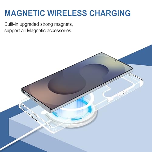 Image of CEDO Cover for Samsung Galaxy S25 Ultra (5G) | Compatible with MagSafe Wireless Charging | Designed with Magnetic Lock Shockproof Phone Bumper Transparent Back Case Cover (Transparent)
