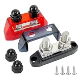 2 Pezzi Morsetti Elettrici Bus Bar 12V-48V, Morsetti Batteria Auto 250A con Bulloni M10, Morsettiera Elettrica Distribuzione, Blocco di Distribuzione per Camper, Solare, Marina, Rosso/Nero