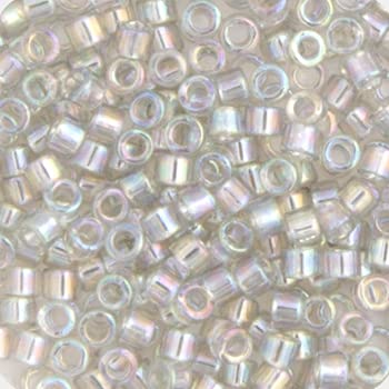 Miyuki Delica 11/0 Grey Mist Transparent AB 5.2gms Vial of Japanese Glass Beads by John Bead - Used condition - US$9.29