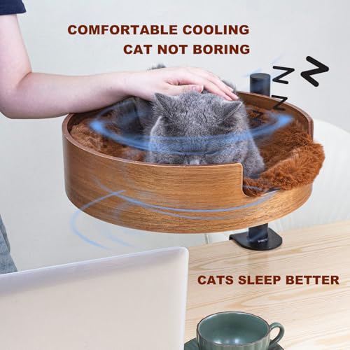 ZBUQ Mesa de cama para gatos com tapete para animais de estimação, rede para gatos para mesa, mesa d