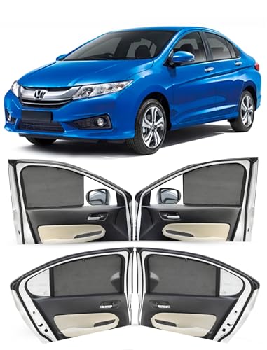 Image of Autofact Car Sunshades for Honda City Idtech (2014 to 2019), UV Protection, Useful Car Accessories, Custom fit Sun Shades for Side Windows, Set of 4