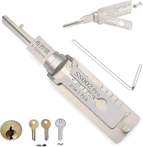 SS001-SS002 - Decodificador de llave maestra 2 en 1, decodificador de cerradura de llave maestra, decodificador de llave maestra de acero inoxidable, kits de reparación de mantenimiento multiusos de